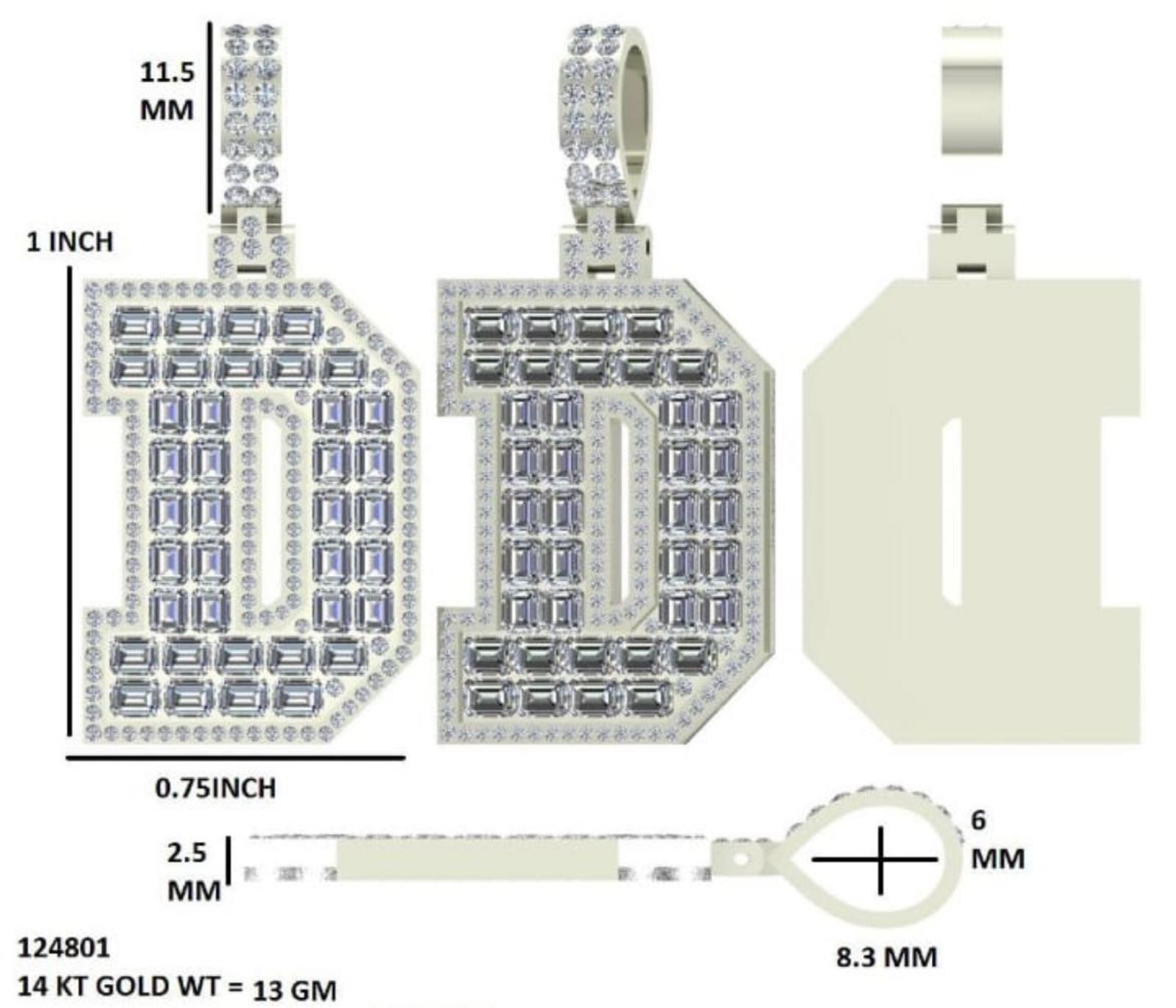 Diamond initial D pendant technical CAD from 2022