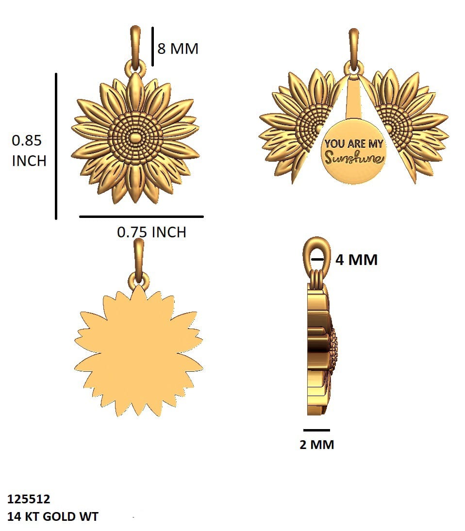 Sunflower medallion jewelry CAD from 2022