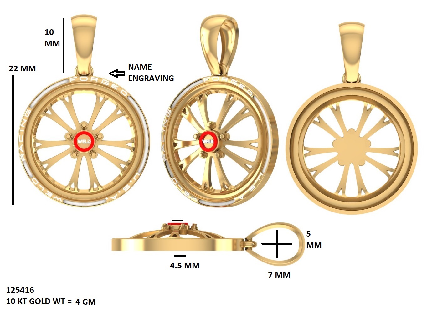 Custom wheel medallion technical CAD from 2022