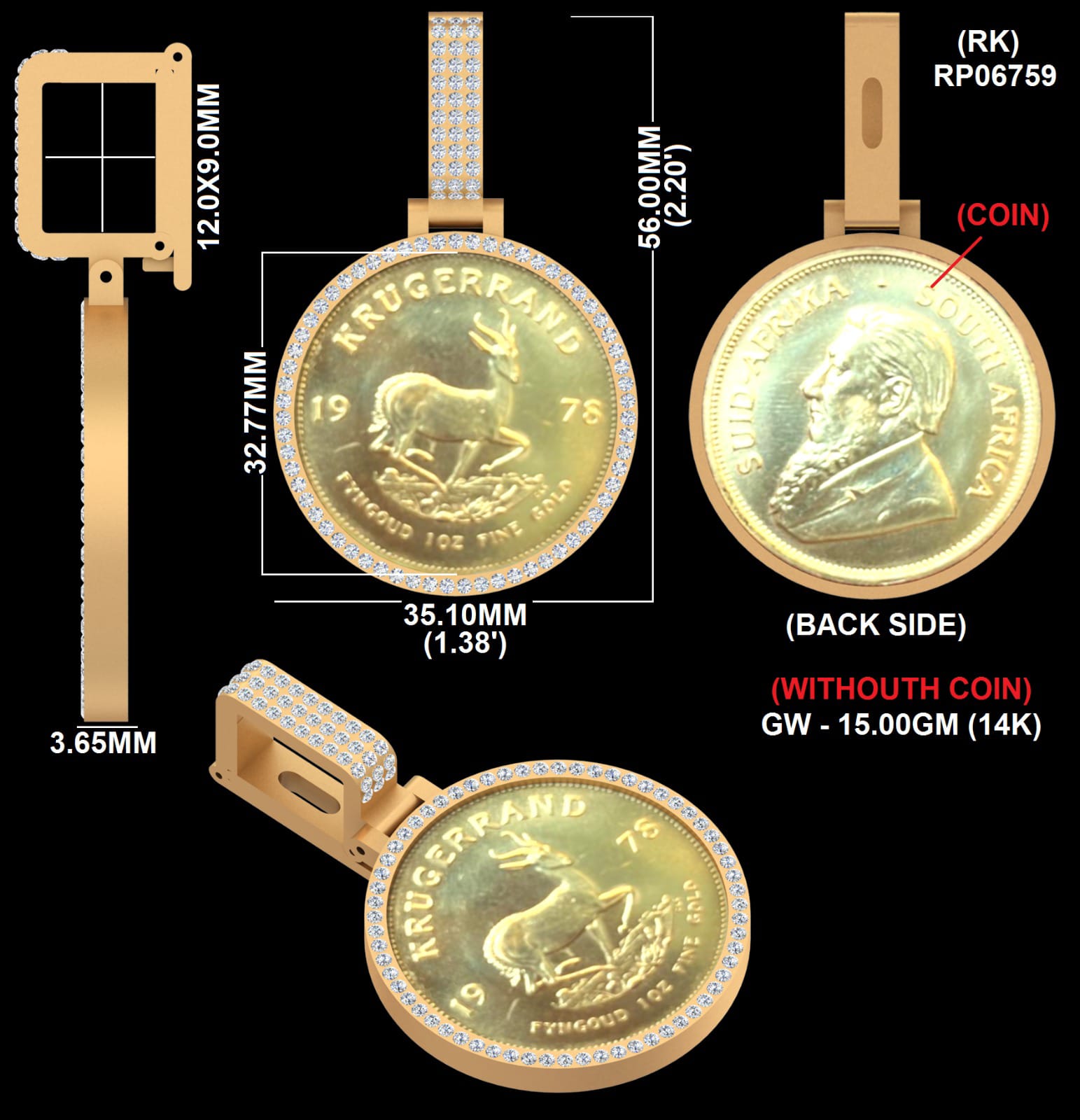 Coin medallion technical jewelry CAD from 2023