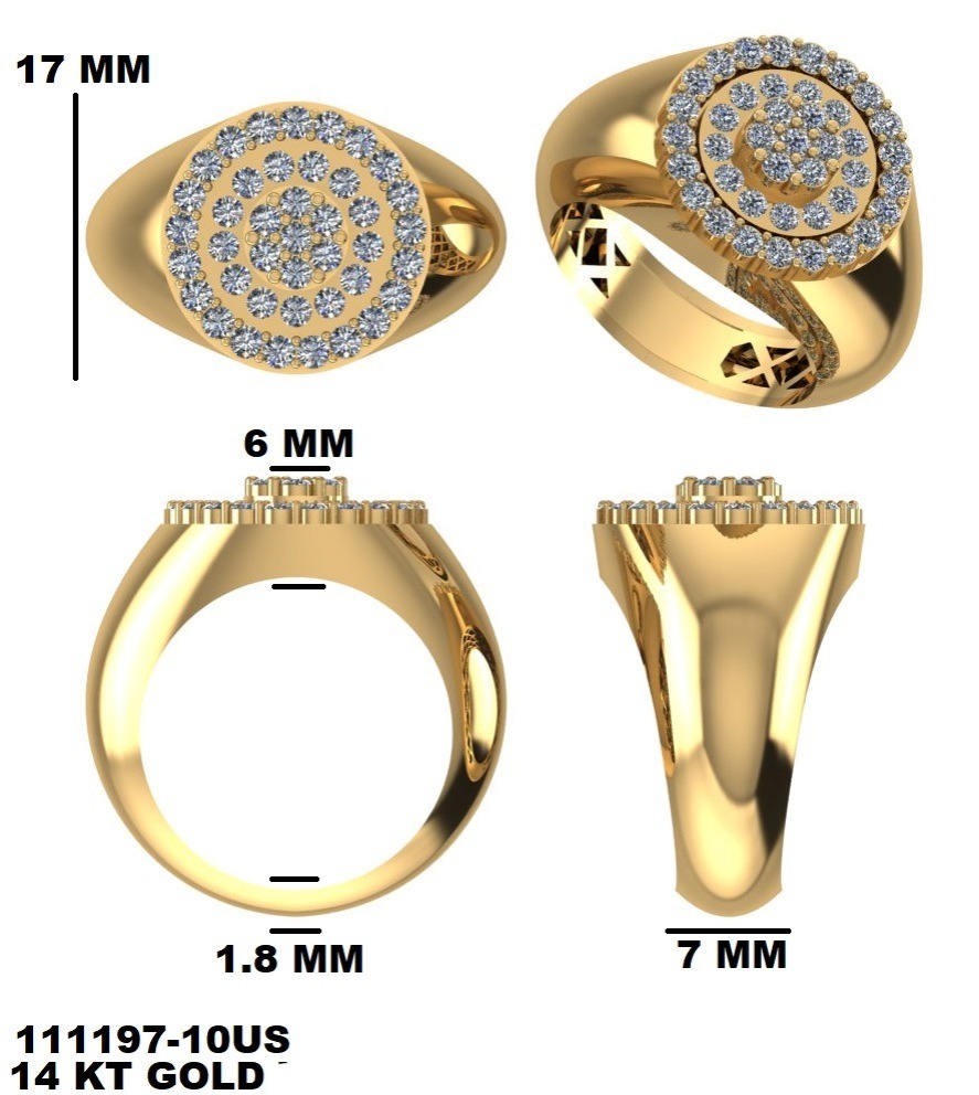 Round diamond signet ring technical CAD from 2023