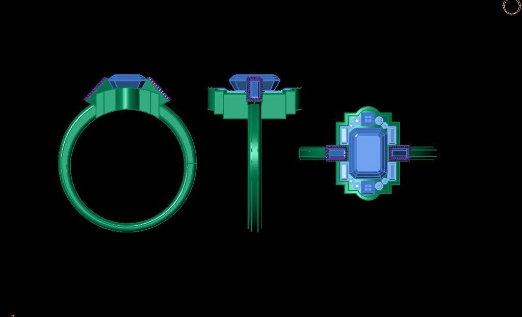 Emerald center diamond ring CAD from 2024