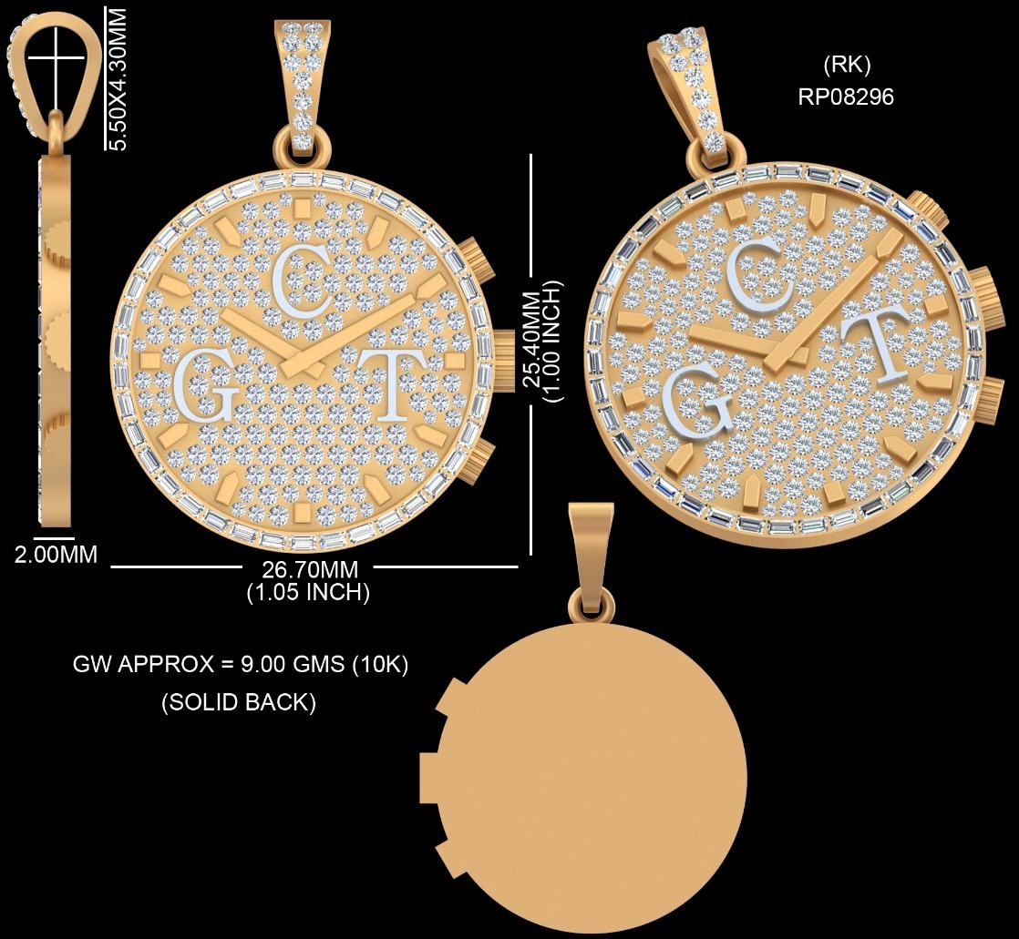 Diamond timepiece medallion technical CAD from 2024