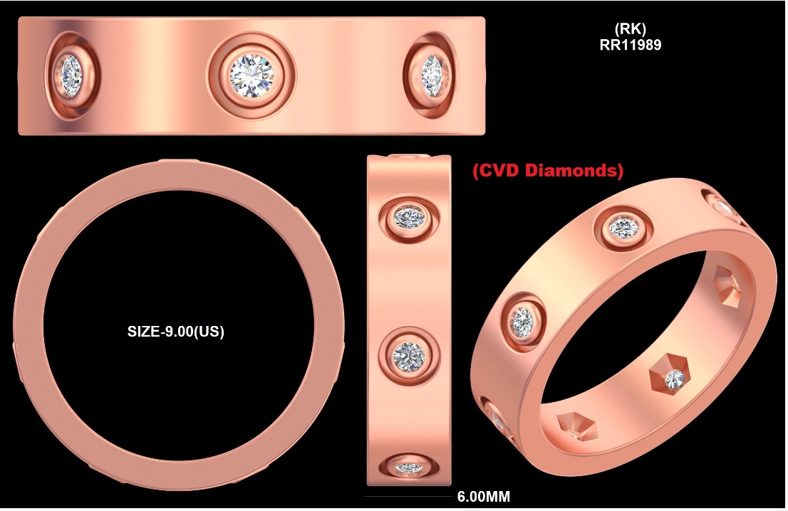 Rose gold flush-set diamond band CAD from 2025